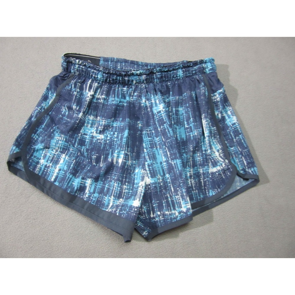Rabbit Shorts Womens Medium Blue Abstract Check Running Athletic Stretch Train